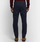 NN07 - Midnight-Blue Theo Tapered Herringbone Cotton-Blend Trousers - Blue