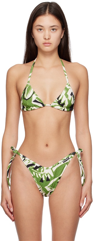 Photo: Palm Angels Green & White Hibiscus Bikini Top