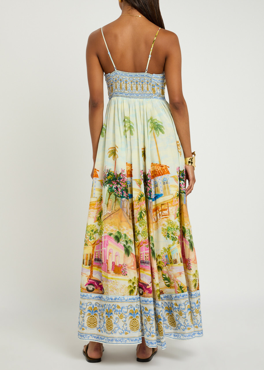 Farm Rio Aracati Printed Cotton-blend Maxi Dress Multicoloured Farm Rio