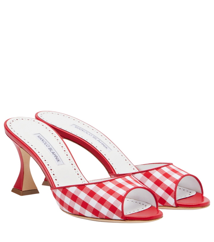 Photo: Manolo Blahnik Jadara leather-trimmed gingham mules