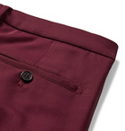 AMI - Slim-Fit Tapered Pleated Stretch-Twill Trousers - Burgundy