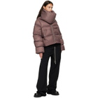 Rick Owens Burgundy Tower Funnel Neck Down Jacket