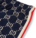 Gucci - Striped Logo-Intarsia Cotton Track Pants - Navy