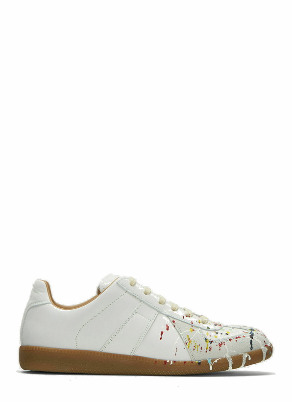 Photo: Maison Margiela - Replica Paint Drop Sneakers in White