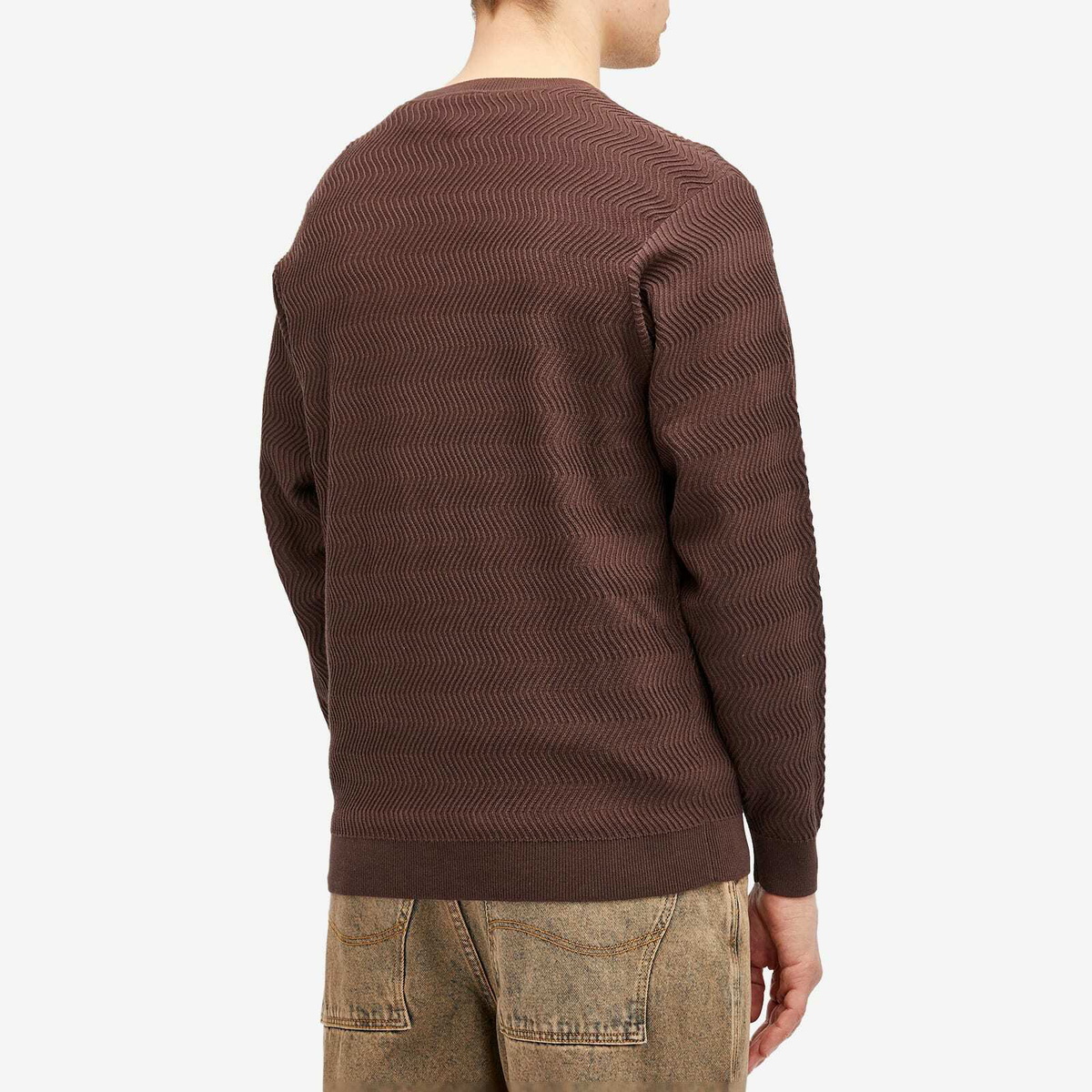 Dime Men's Wave Cable Knit Jumper in Chocolate Dime