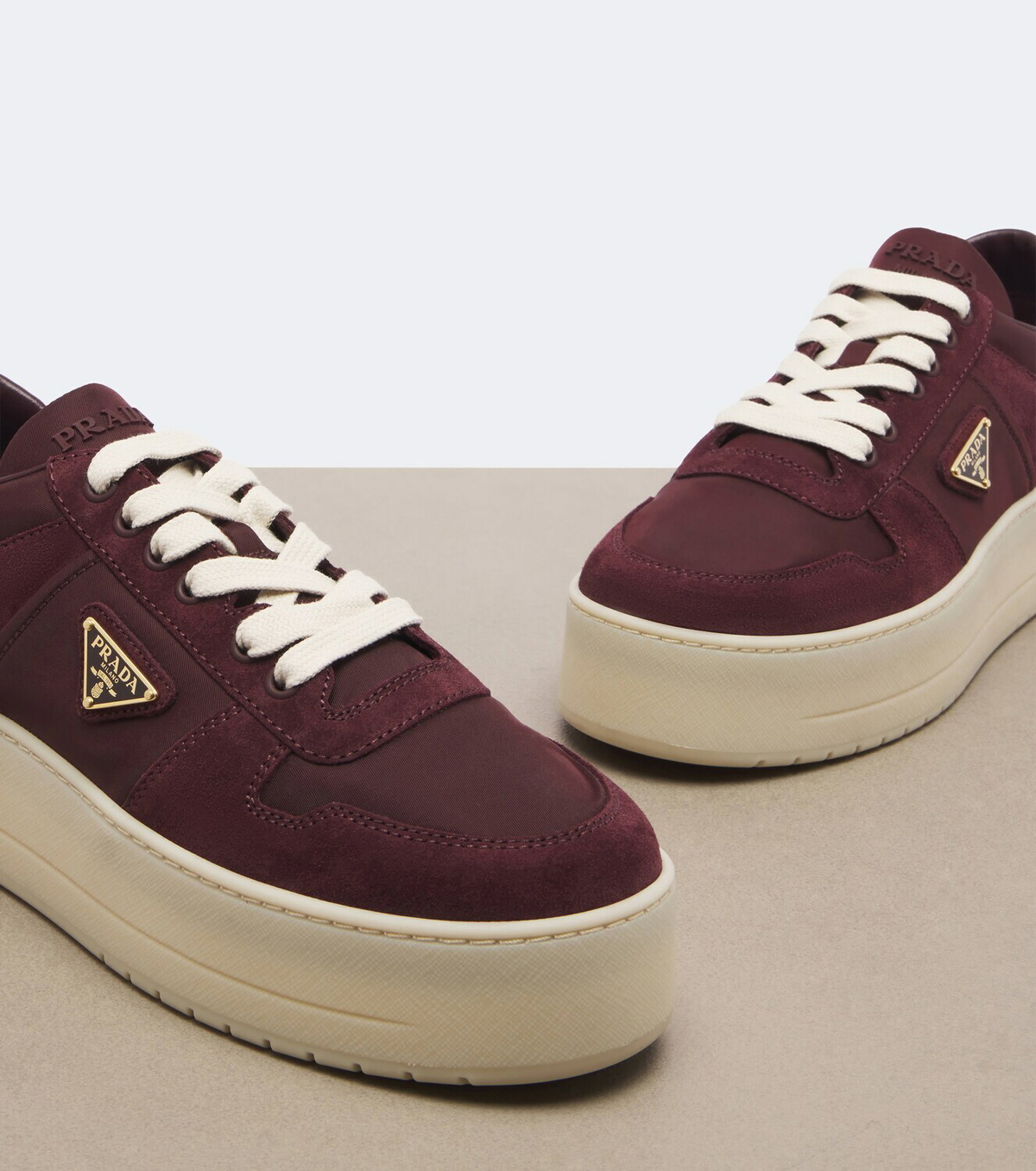 Prada Downtown Bold Re-Nylon and suede sneakers