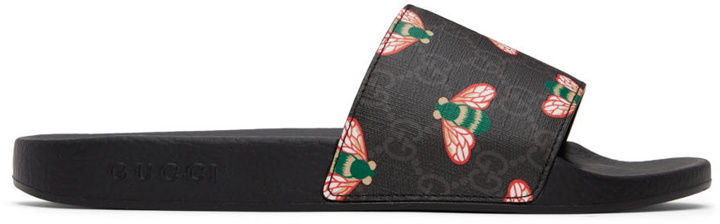 Photo: Gucci Black Bee Print Slides