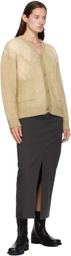 COOR Beige Hairy Mixed Argyle Cardigan