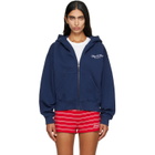 Sporty & Rich Navy Vendome LA Embroidered Zip Hoodie
