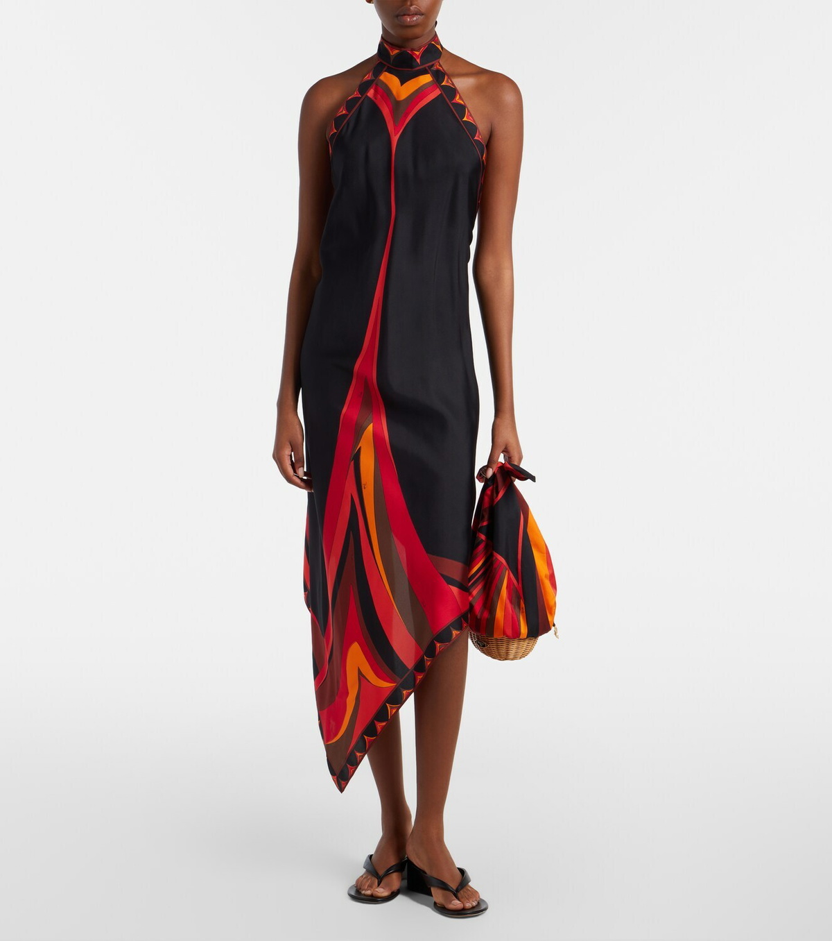 Pucci Fari halterneck silk twill midi dress
