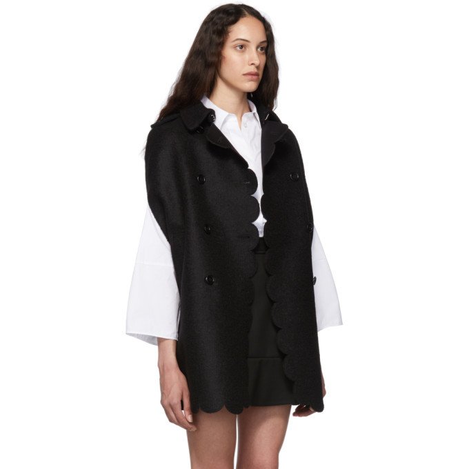 RED Valentino Black Scallop Cape Coat RED Valentino