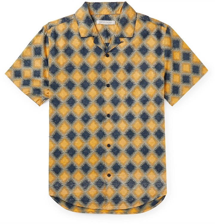 Photo: Outerknown - BBQ Camp-Collar Printed Organic Cotton and Hemp-Blend Shirt - Yellow