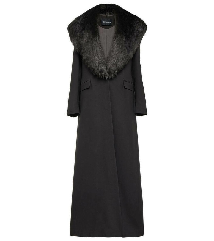 Photo: Costarellos Faux fur-trimmed wool-blend coat