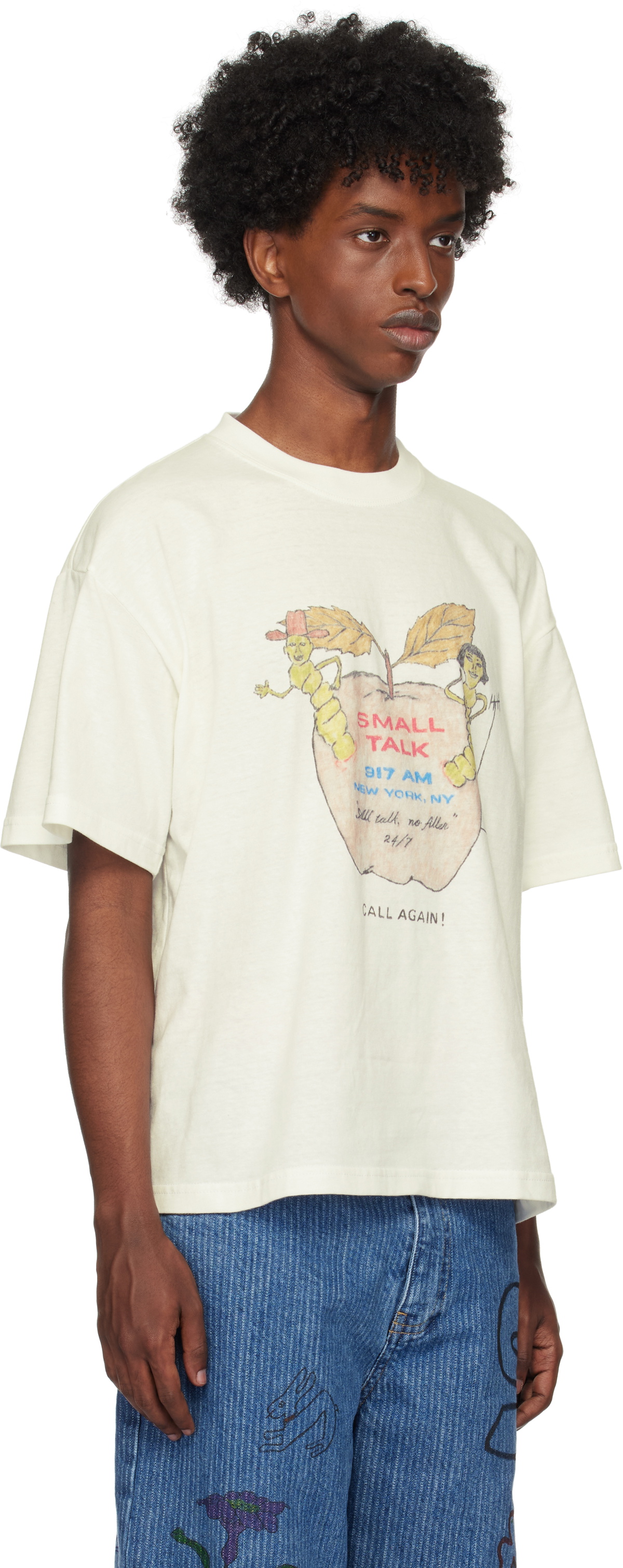 Small Talk Studio SSENSE Exclusive White Hand-Drawn 'Call