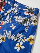 Hartford - Slim-Fit Mid-Length Floral-Print Swim Shorts - Blue