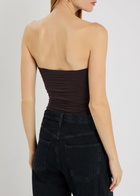 Agolde Gwyneth Ruched Stretch-jersey Bodysuit Brown