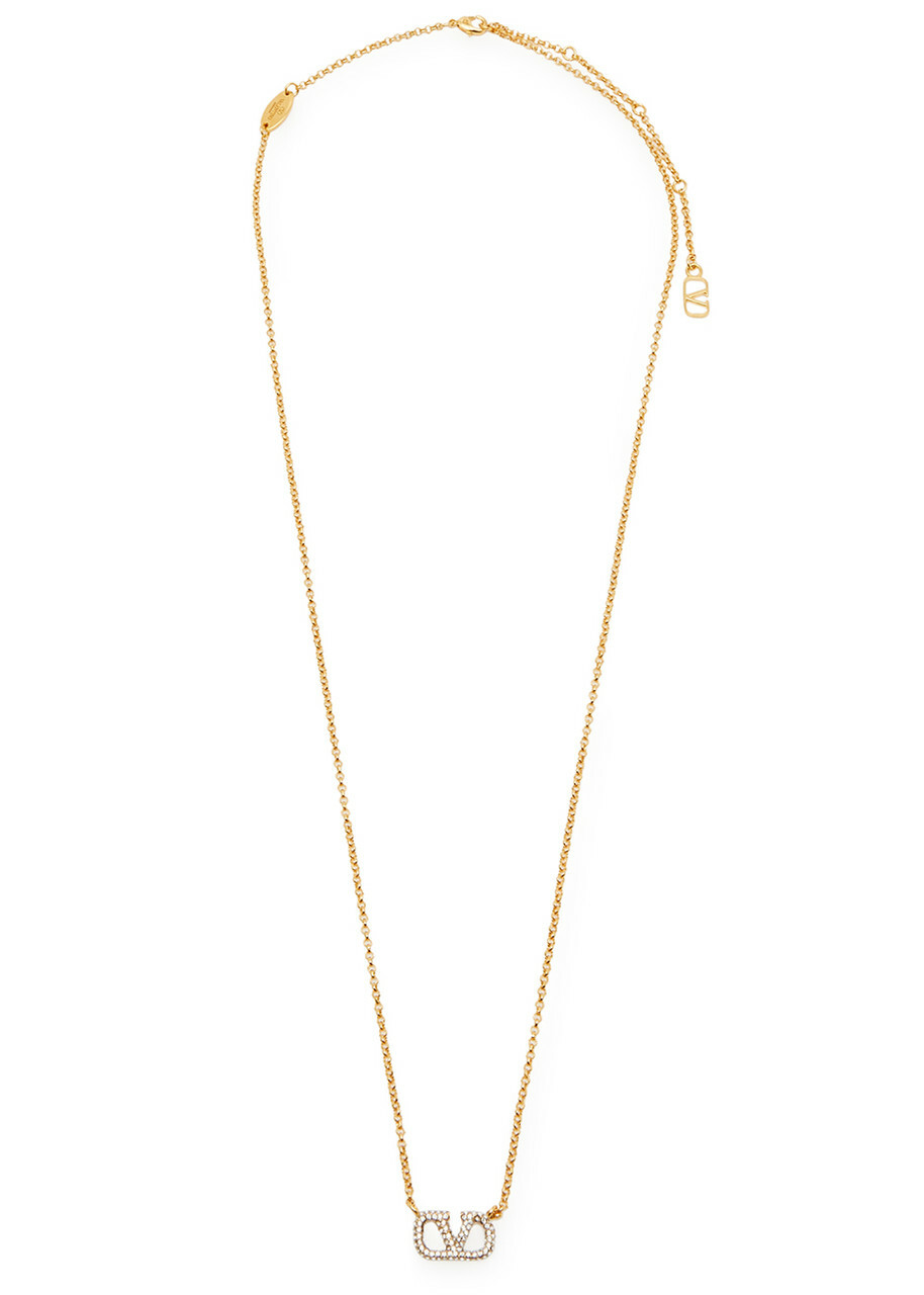 Valentino Garavani VLogo Crystal-embellished Necklace - Gold
