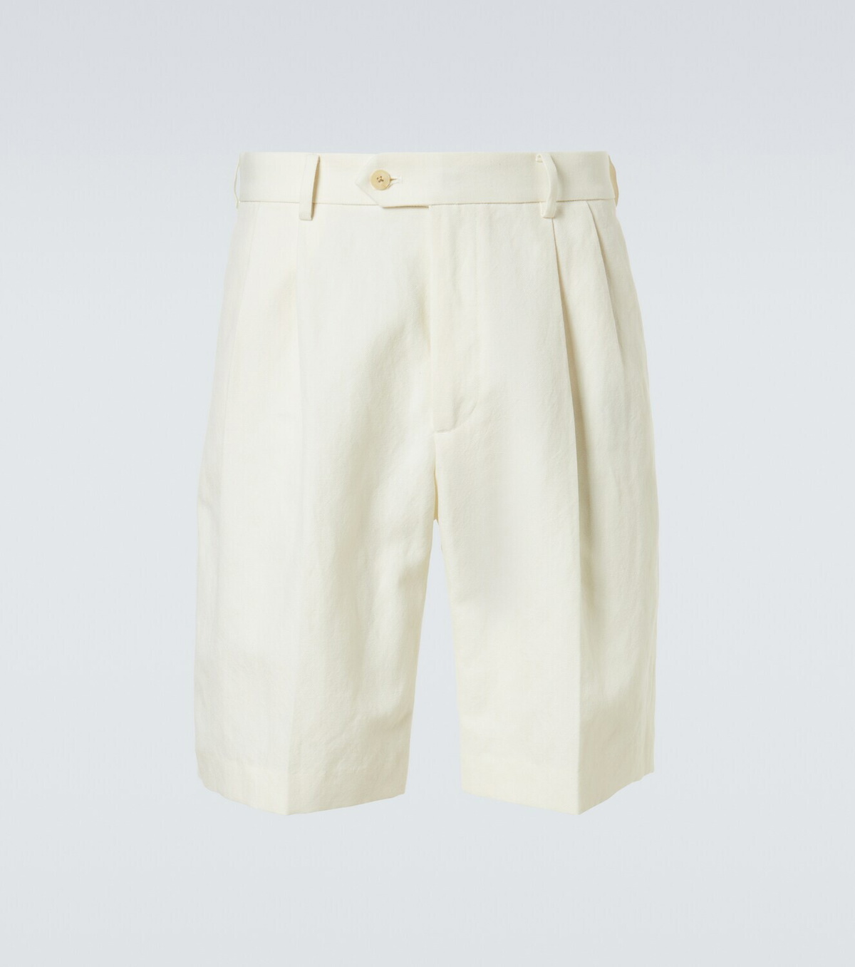 Auralee Pleated wool, cotton, and linen shorts Auralee