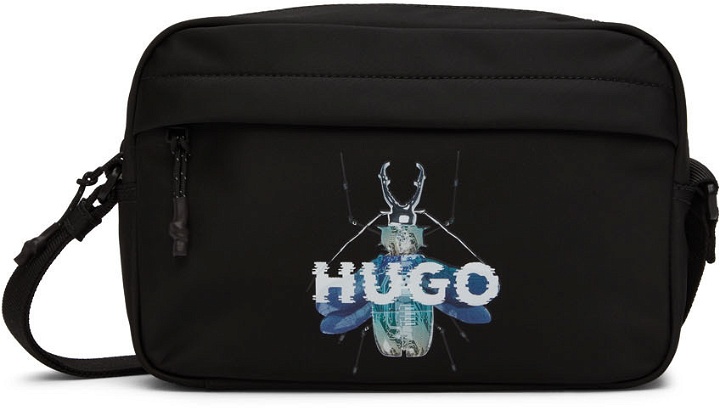Photo: Hugo Black Cyber-Bug Logo Messenger Bag