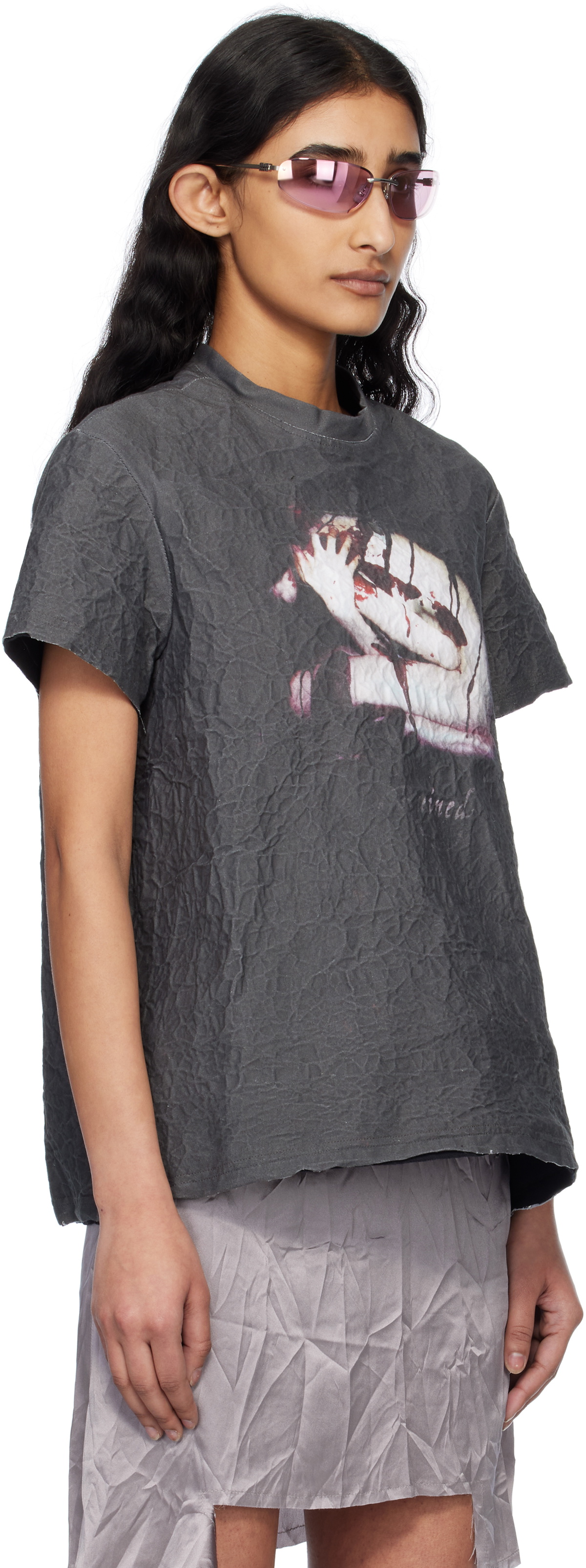 Liza Keane Gray Metal T-shirt