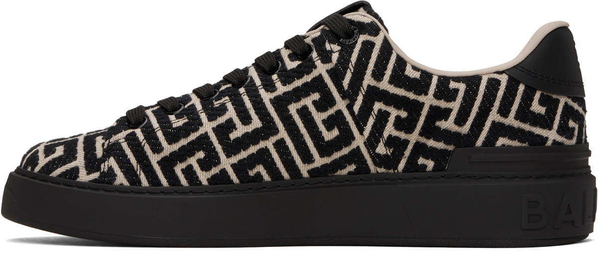 Balmain Black & Off-White B-Court Jacquard Monogram Sneakers