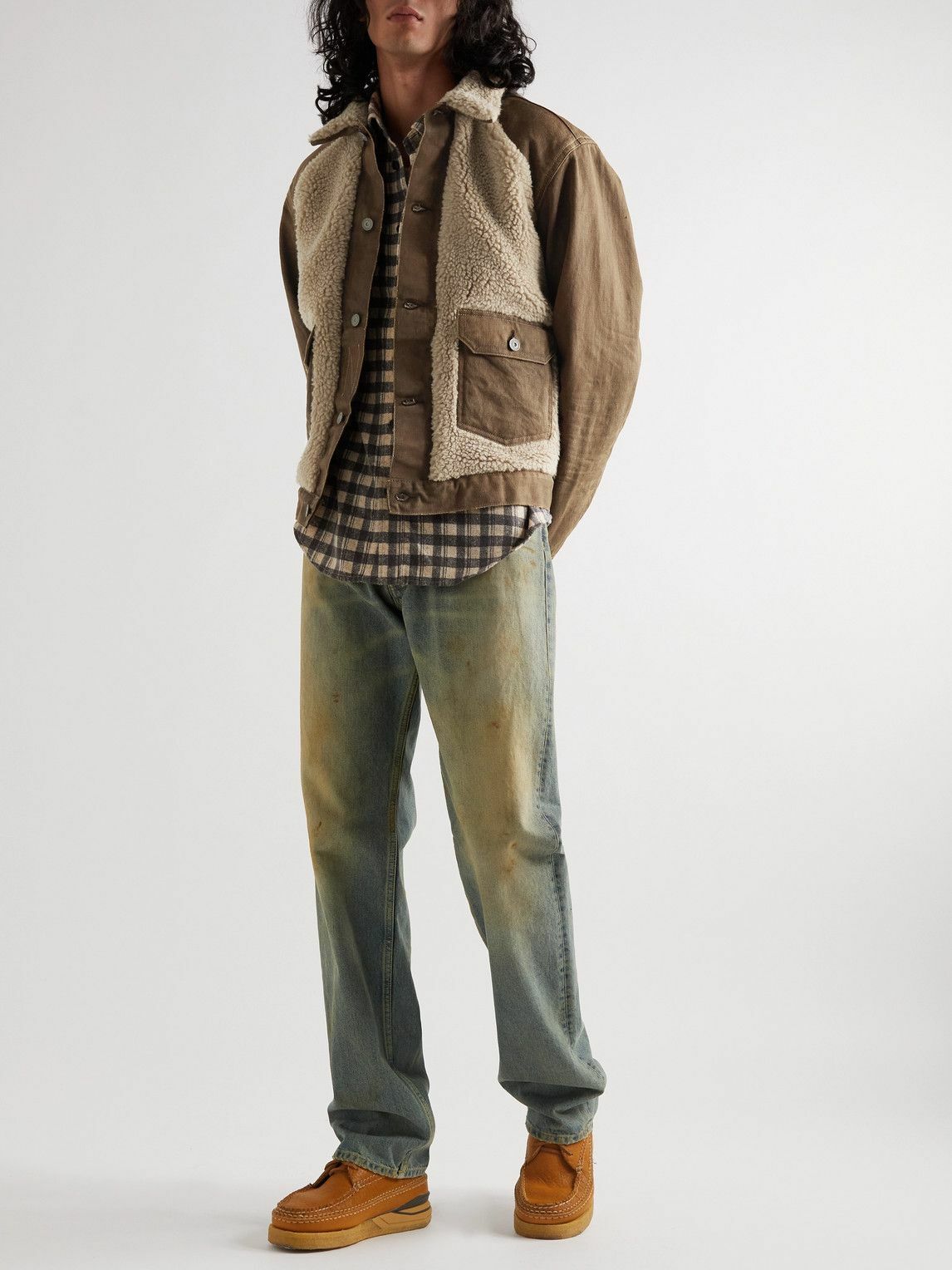 RRL - Fleece-Trimmed Denim Jacket - Brown RRL RRL - Fleece-Trimmed Denim Jacket - Brown RRL