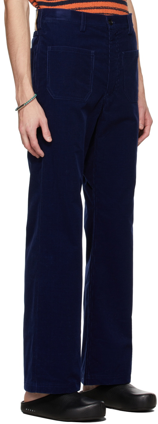 Men's Navy Blue Corduroy Trousers - Regular Fit | Peter Christian