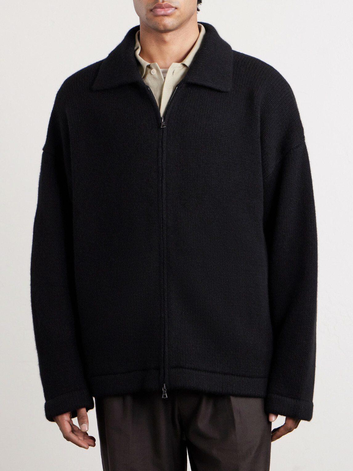 The Elder Statesman - Hunter Cashmere Zip-Up Sweater - Black