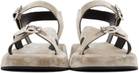 The Row Beige Velvet Geri Flat Sandals