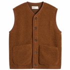 Universal Works Men's Alvar Fleece Lancaster Gilet in Cumin