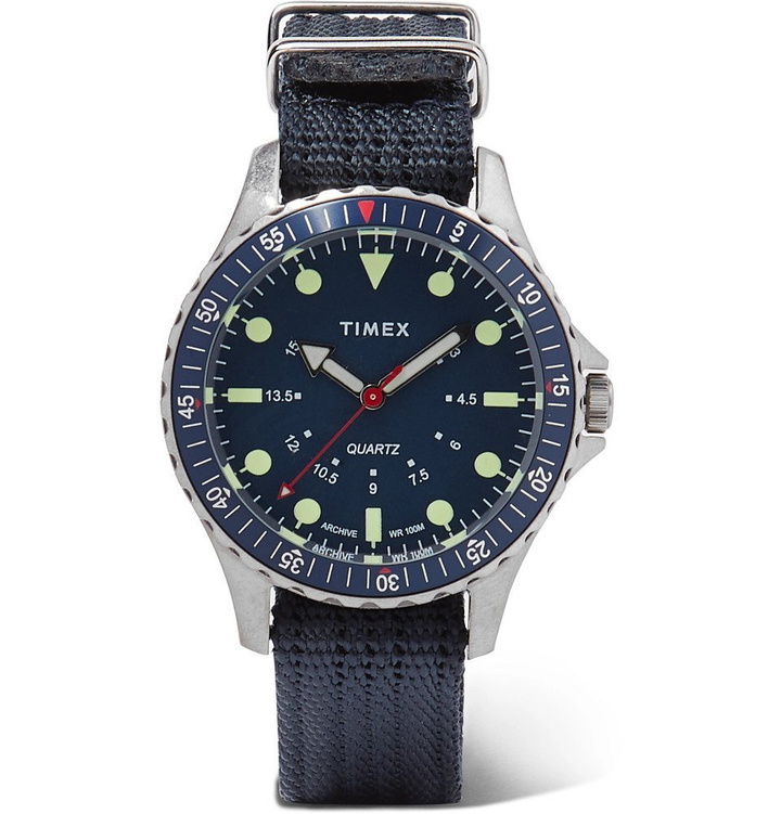 Photo: Timex - Navi Depth Stainless Steel and Nylon-Webbing Watch - Blue