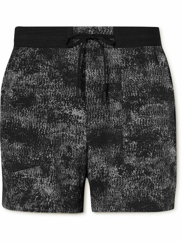 Photo: Lululemon - License to Train Straight-Leg Printed Stretch Recycled-Shell Running Shorts - Gray