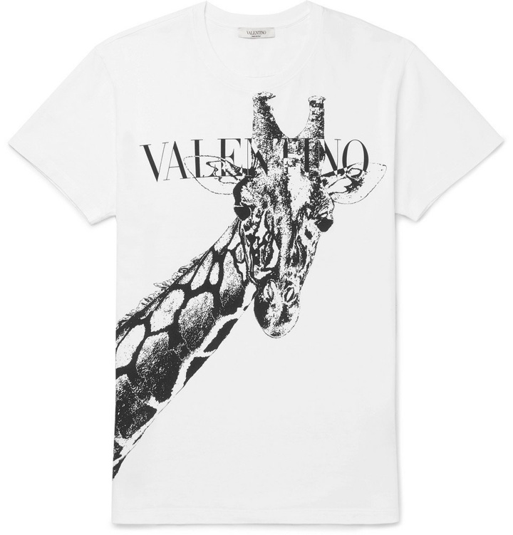 Photo: Valentino - Printed Cotton-Jersey T-Shirt - Men - White