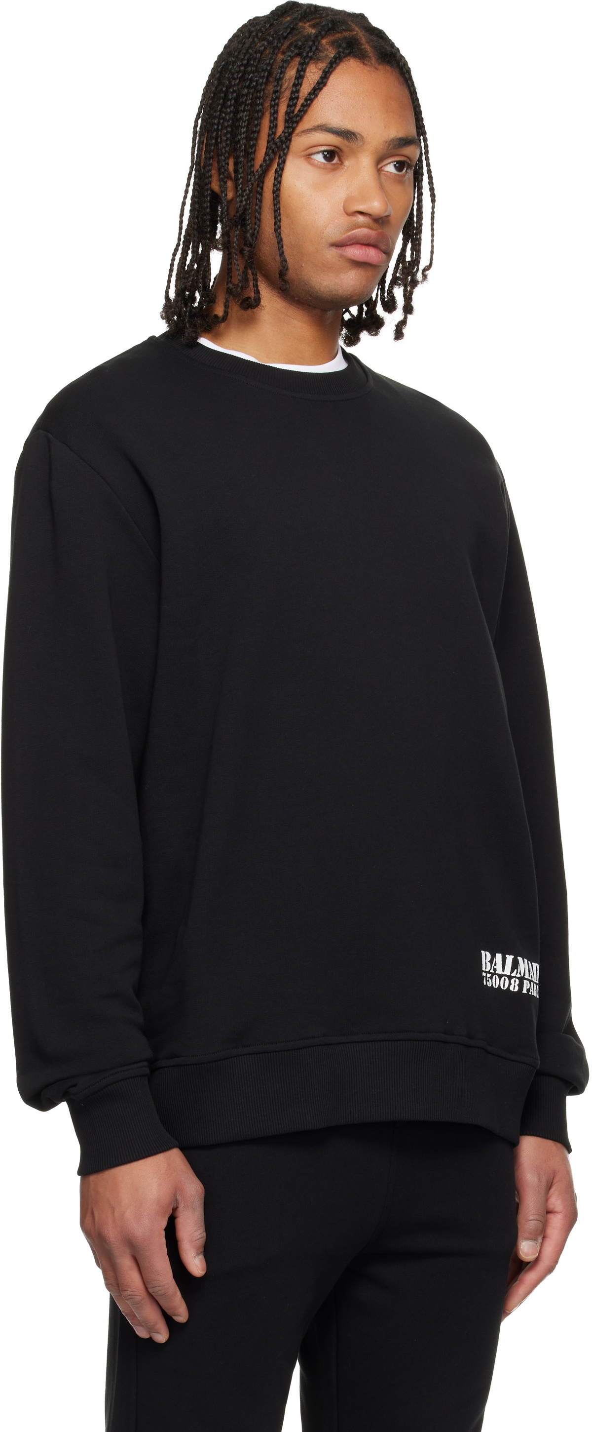 Balmain Black Small 'Balmain' Stamp Printed Sweatshirt