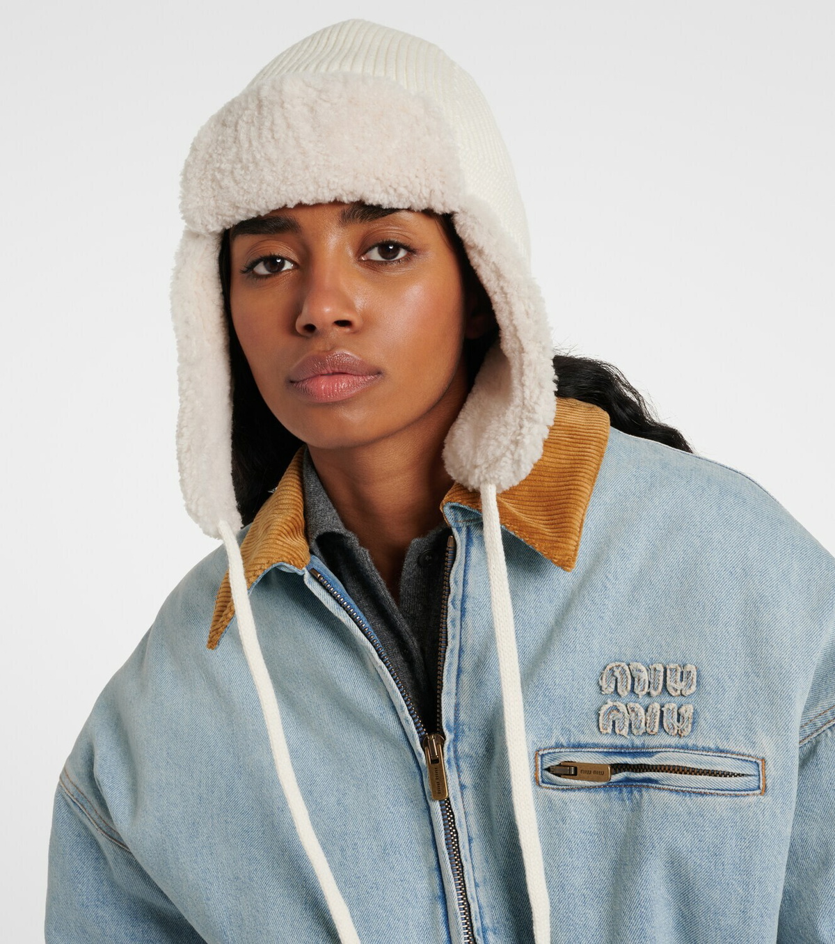 Miu Miu Shearling-trimmed wool and cashmere hat Miu Miu