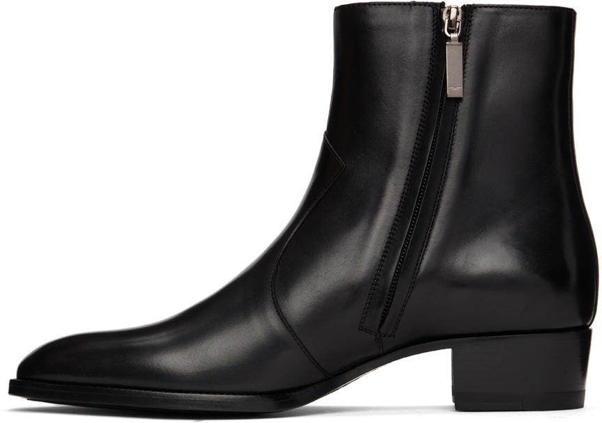 Saint Laurent Black Wyatt Zip Boots Saint Laurent