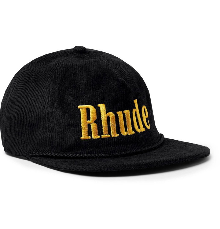 Photo: Rhude - Logo-Embroidered Corduroy Baseball Cap - Men - Black