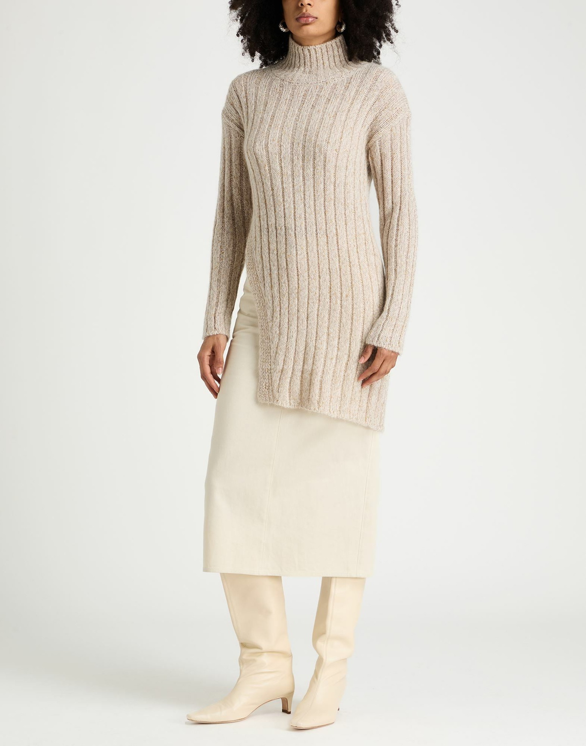 Manila Grace Womens Turtleneck in Beige