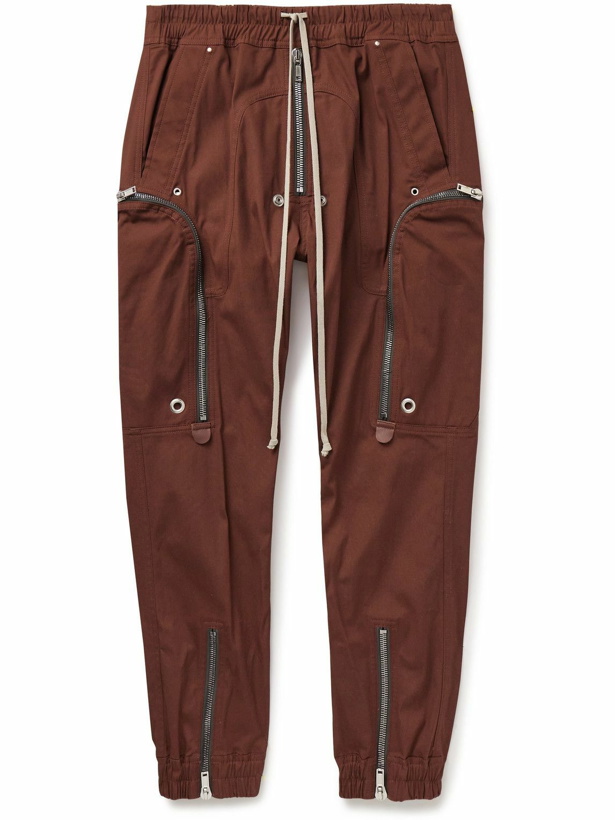 Photo: Rick Owens - Bauhaus Tapered Organic Cotton-Blend Poplin Drawstring Cargo Trousers - Burgundy