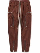 Rick Owens - Bauhaus Tapered Organic Cotton-Blend Poplin Drawstring Cargo Trousers - Burgundy