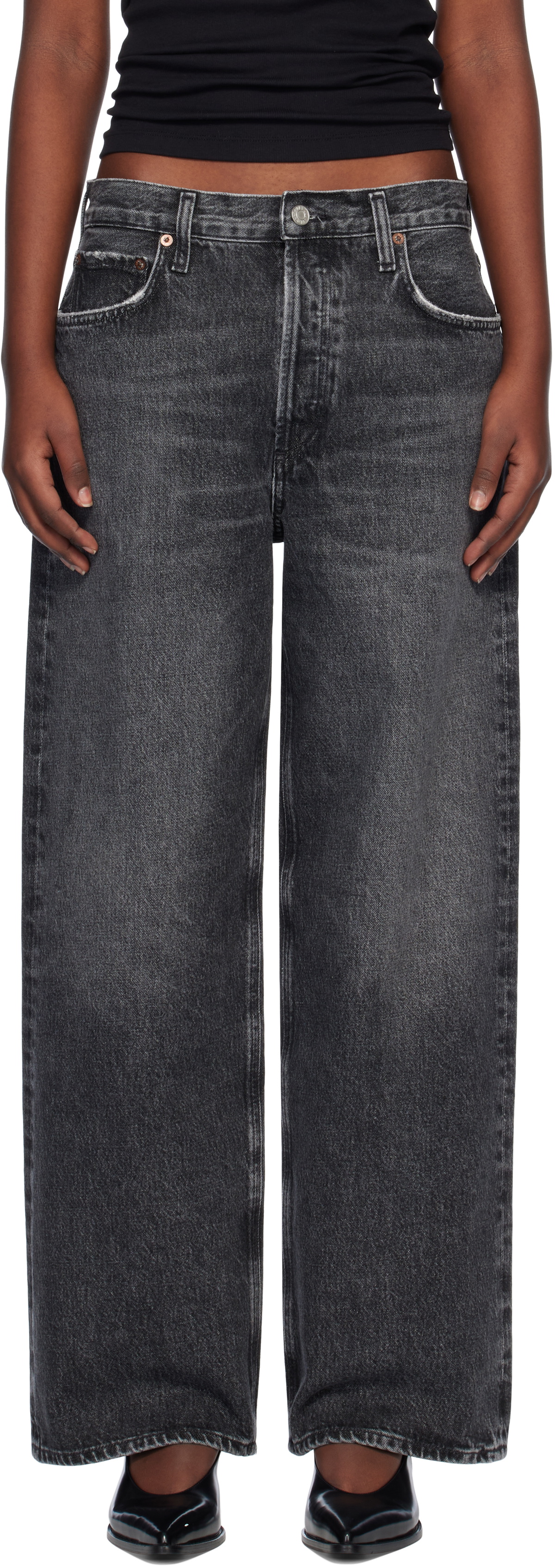 AGOLDE Gray Low Slung Baggy 30.5 Jeans