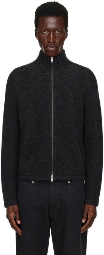 Photo: Palmes Gray Knitted Zip Sweater