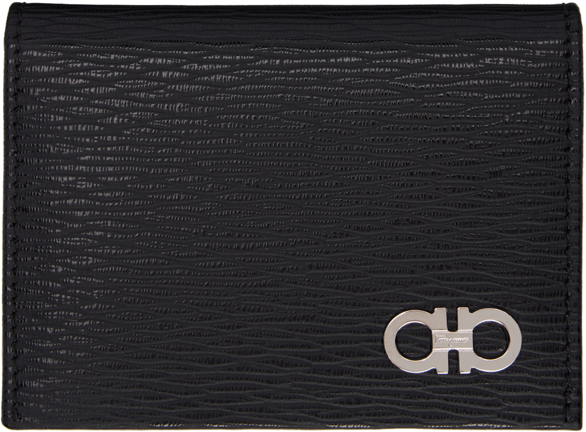 Ferragamo Black Gancini Credit Card Holder