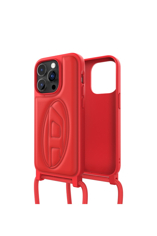Photo: Diesel Necklace case oval D for i Phone 14 Pro - Phone cases with lanyard - Unisex - Red