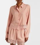 Stella McCartney Floral lace-trimmed silk shirt