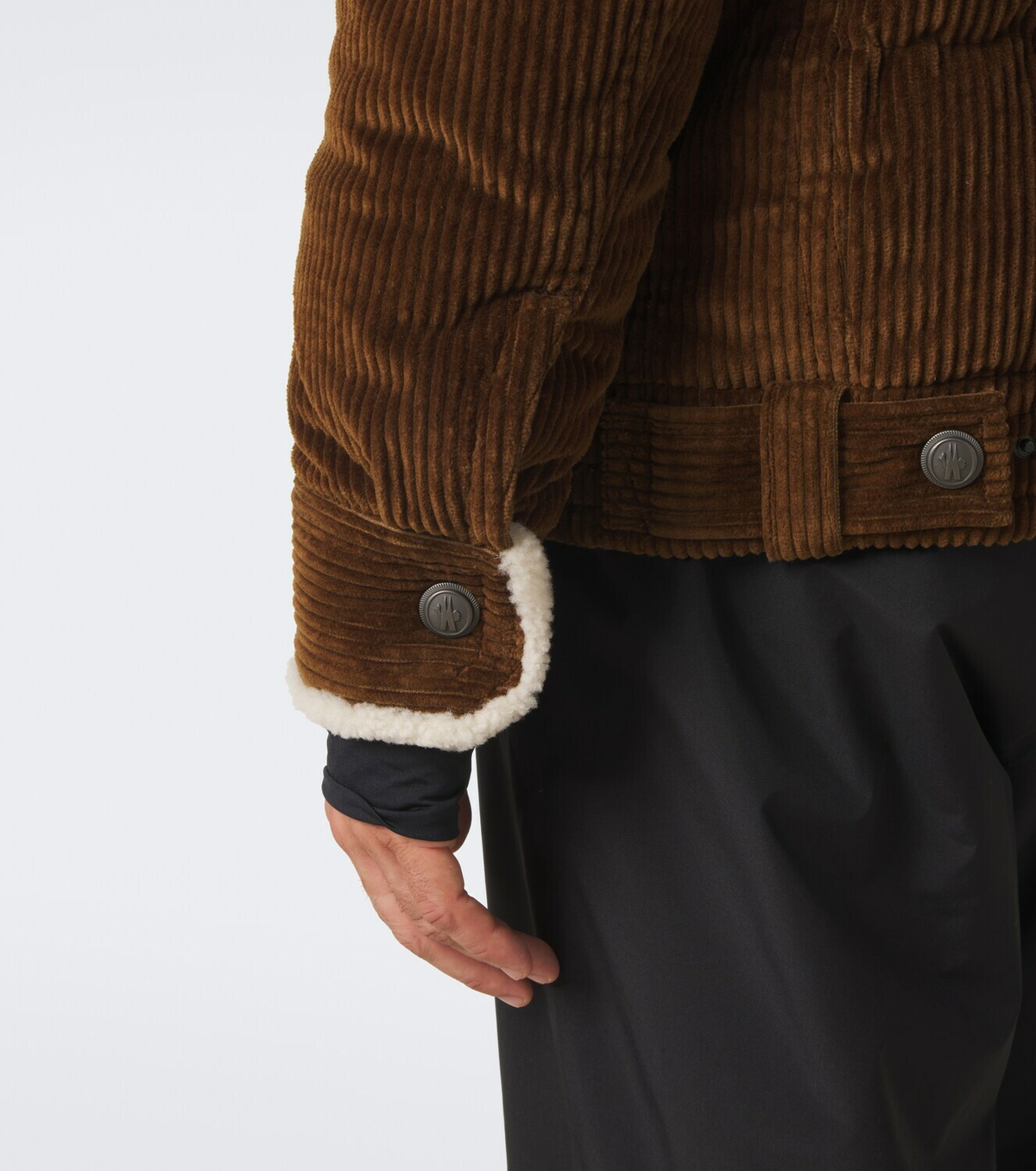 Moncler Grenoble Shearling-trimmed corduroy down jacket