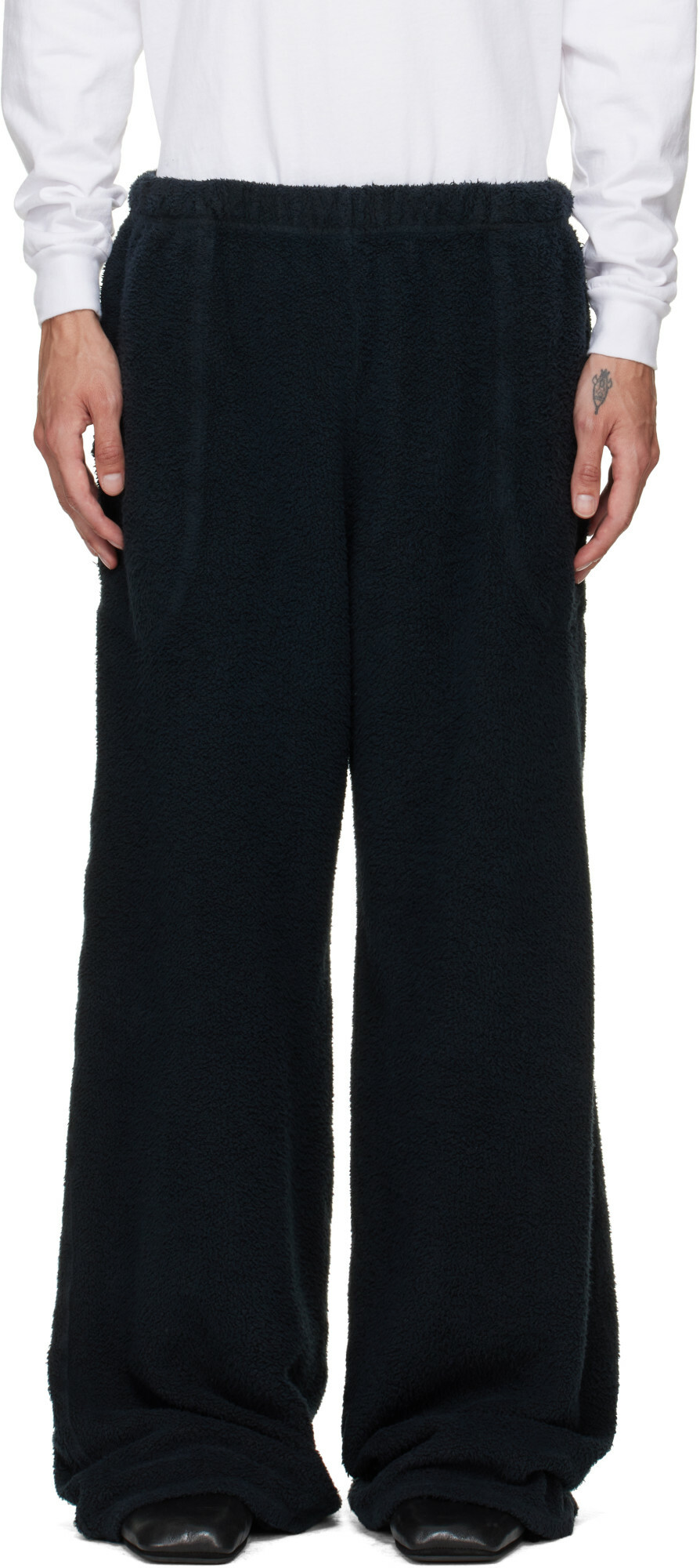 Les Tien Black Heavyweight Invert Pocket Lined Sweatpants