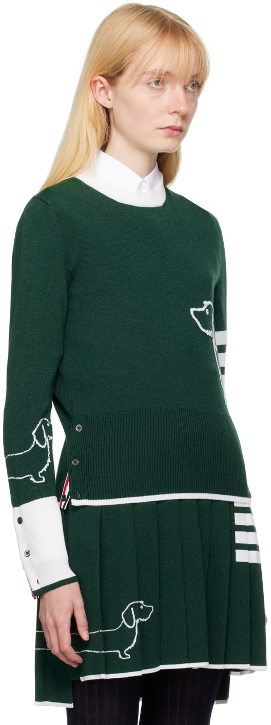 Thom Browne Green 4-Bar Sweater