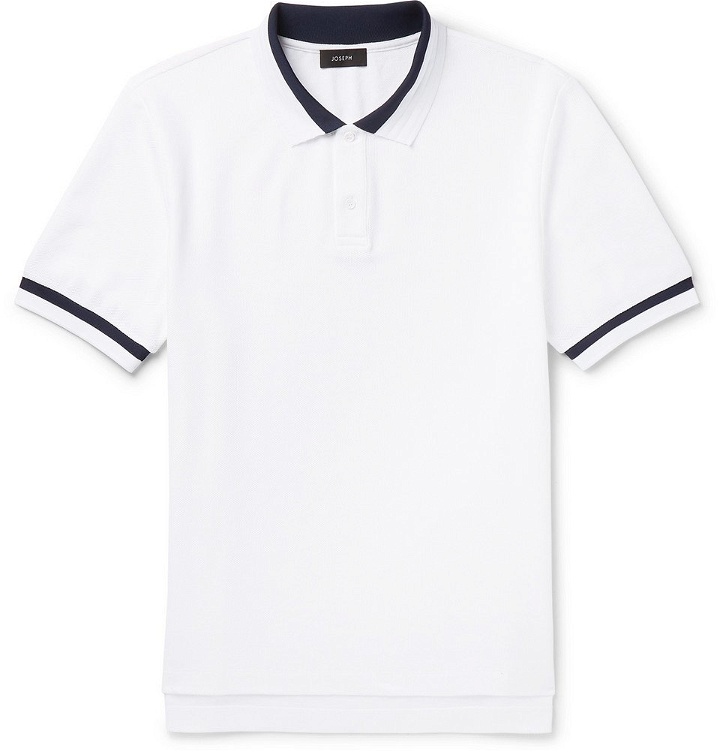 Photo: Joseph - Slim-Fit Contrast-Tipped Cotton-Piqué Polo Shirt - Men - White