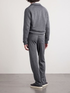 TOM FORD - Straight-Leg Herringbone Cotton, Wool and Silk-Blend Drawstring Trousers - Gray